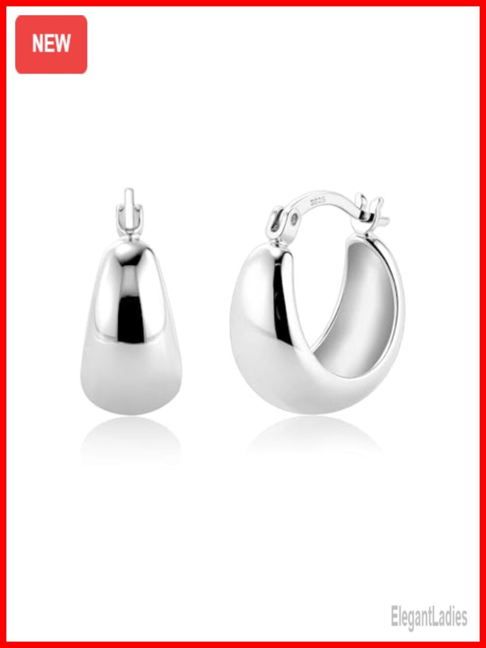Chunky Silver Hoop Earrings Hypoallergenic Huggie 925 Sterling Silver Post